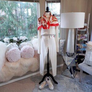 NWT Wildfox cotton blend vanilla cream “Smooches” jogger trackpants, S